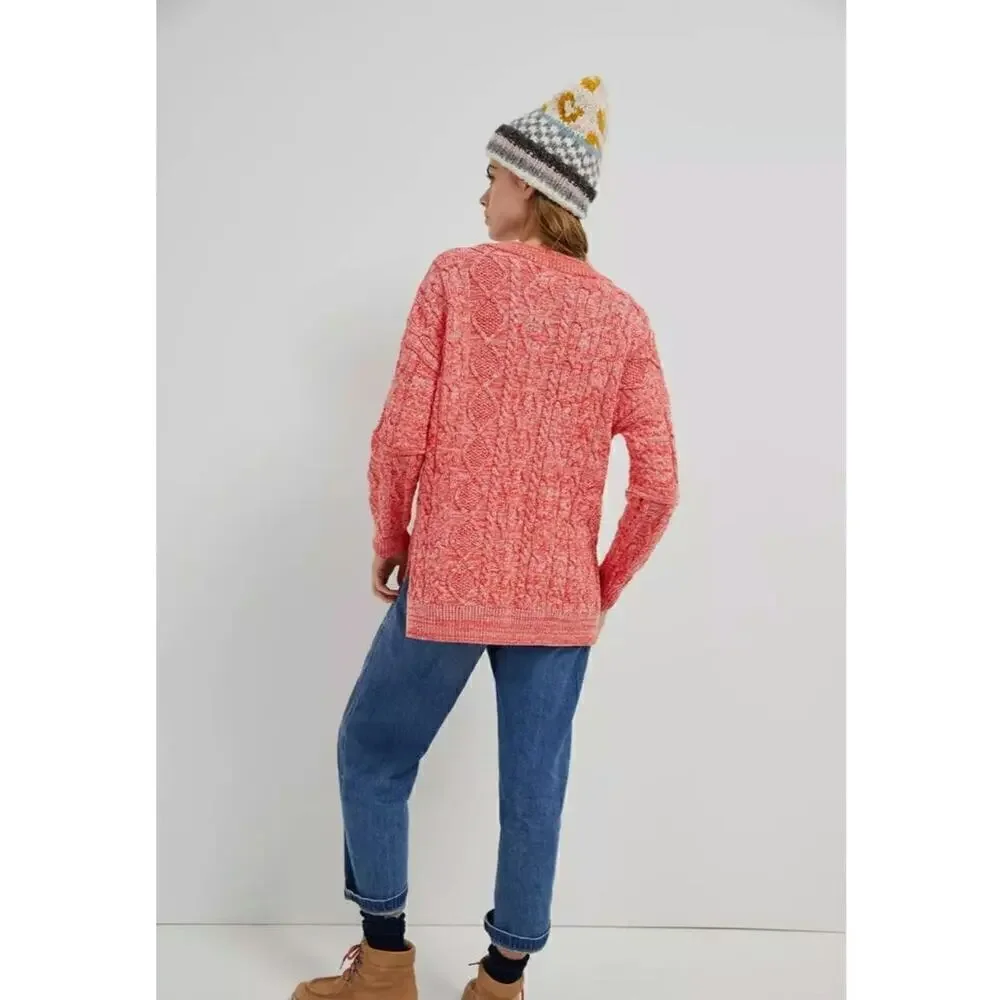ANTHROPOLOGIE PILCRO JASMINE MIXED CABLE KNIT TUNIC SWEATER, SZ SMALL